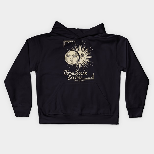 Total Solar Eclipse 2024 Kids Hoodie by notsleepyart